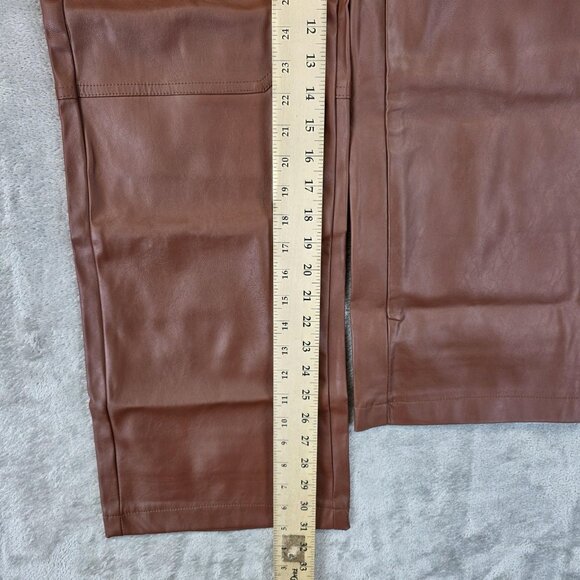 Forever 21 Pants Womens Size XS Brown Faux Leather High Rise Wide Leg Cargo - Picture 4 of 12